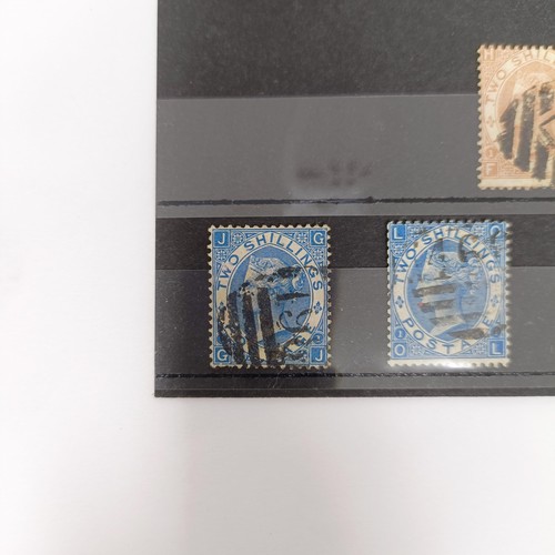 766 - A QVR brown 2/- stamp, and four QVR blue shades 2/- stamps, cat. approx. £4,500 (minimum)