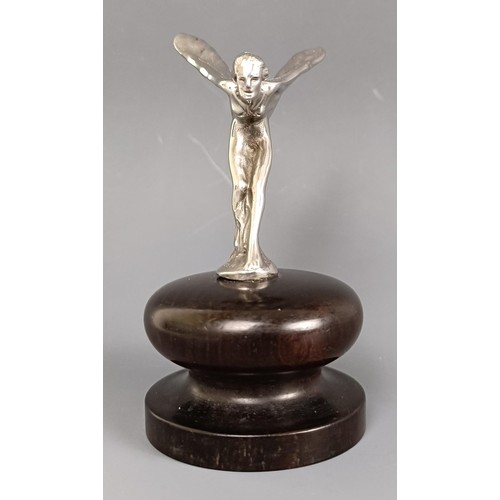 376 - A rare petit Spirit of Ecstasy mascot, as issued by Rolls-Royce, as a retirement award, nickel plate... 