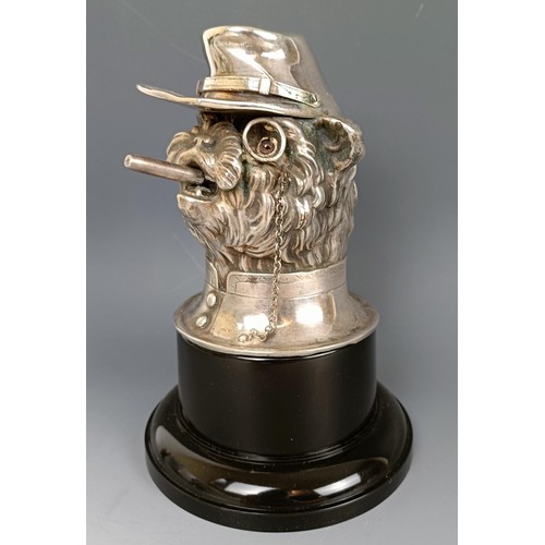 386 - A rare multi component accessory mascot, in the form of a Confederate Dog, with a cap, monocle, ciga... 