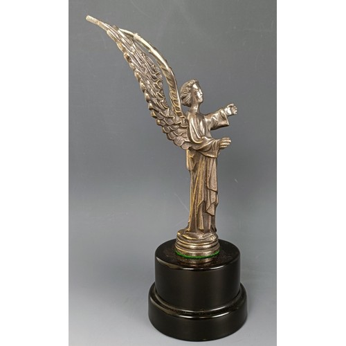 394 - A winged angel accessory mascot, the angel with hands in a welcoming pose, nickel plated on brass, d... 