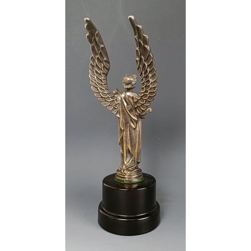 394 - A winged angel accessory mascot, the angel with hands in a welcoming pose, nickel plated on brass, d... 