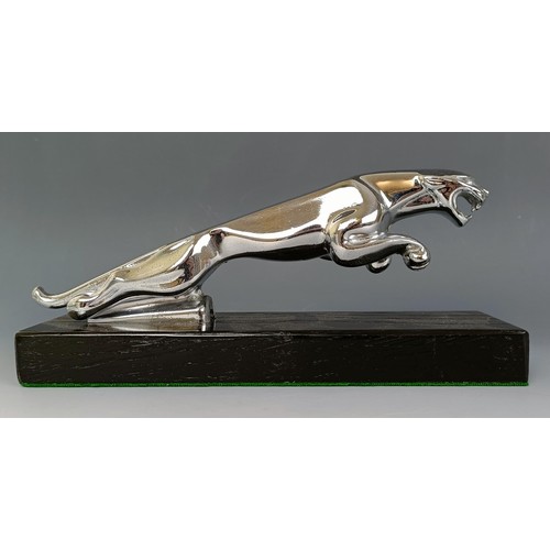 401 - A Jaguar Leaping Cat mascot, on a later base, 20 cm wide, another, 19 cm wide, and another 12.5 cm w... 