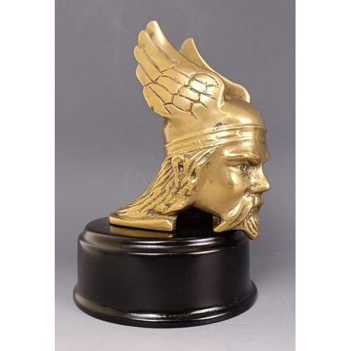 410 - A Rover brass mascot, on a modern base, 14.5 cm high, and a group of radiator caps and additional st... 