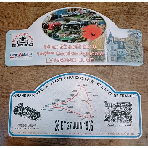 151 - A metal Liege Rome Liege rally plaque ??, other rally plaques and items (box) Provenance: From the e... 