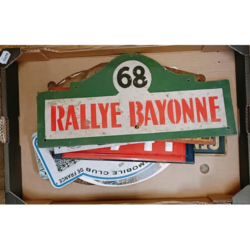 151 - A metal Liege Rome Liege rally plaque ??, other rally plaques and items (box) Provenance: From the e... 