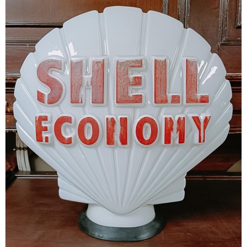 182 - A shell opaque glass globe, Shell Economy, 43.5 cm high