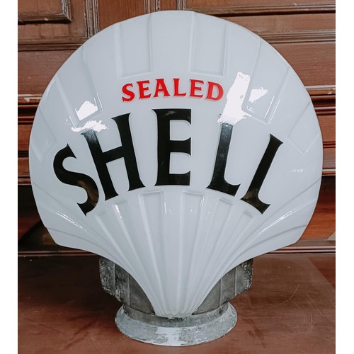 183 - An early Shell opaque glass globe, Sealed Shell, 42.5 cm high