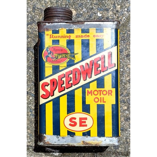 470 - A rare Speedwell Motor Oil can, 19 cm high