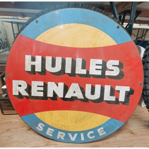 185 - An enamel sign, Huiles Renault Service, 65 cm diameter Provenance: From the estate of the late Nick ... 