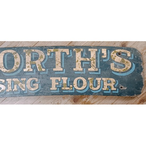 199 - A late 19th/early 20th century painted wood curved sign, Whitworth's Self Raising Flour, 137 cm wide... 