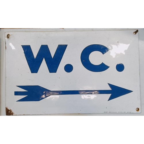 207 - An enamel sign, W.C., 40 cm wide, and an enamel beer tray, Bentley's Extra Stout, 30 cm diameter (2)... 