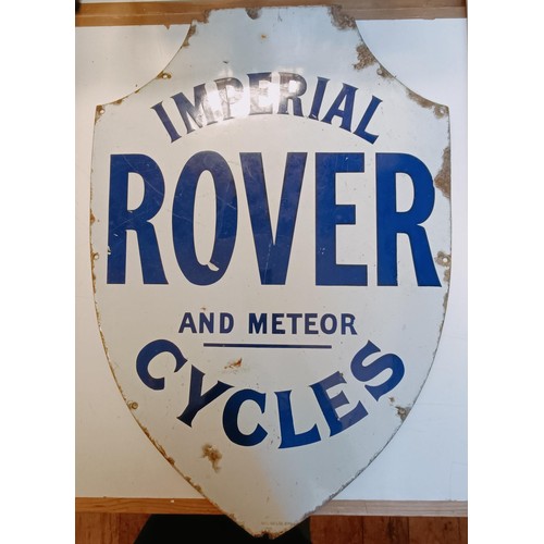 211 - An enamel sign, of shield shape, Imperial Rover and Meteor Cycles, 43 cm wide Provenance: From the e... 