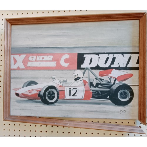 212 - Andy Danks, Nicholas Overall in a McLaren M1C, at Goodwood, oil on canvas, signed and dated 1984, 44... 