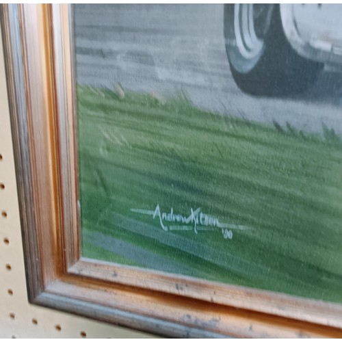 212 - Andy Danks, Nicholas Overall in a McLaren M1C, at Goodwood, oil on canvas, signed and dated 1984, 44... 