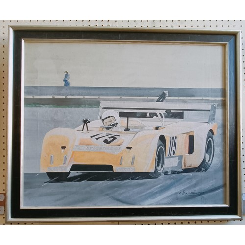 212 - Andy Danks, Nicholas Overall in a McLaren M1C, at Goodwood, oil on canvas, signed and dated 1984, 44... 