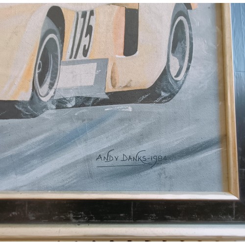 212 - Andy Danks, Nicholas Overall in a McLaren M1C, at Goodwood, oil on canvas, signed and dated 1984, 44... 