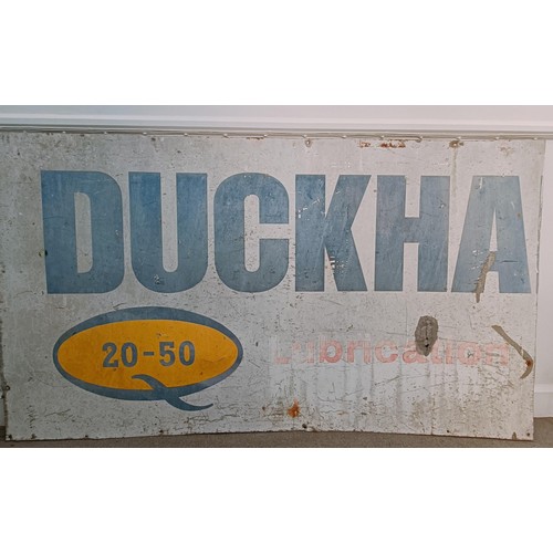 308 - A large Super Dry Hi-Grade Oil Filters sign, 120 x 129 cm, and a Duchka(ms) metal sign 99 x 174 cm (... 