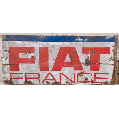 231 - An enamel double sided sign, Fiat France, 90 cm wide Provenance: From the estate of the late Nick Ba... 