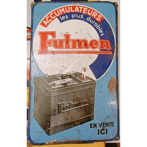 221 - An enamel sign, Fulmen batteries, 30 cm wide, and another enamel sign (2) Provenance: From the estat... 