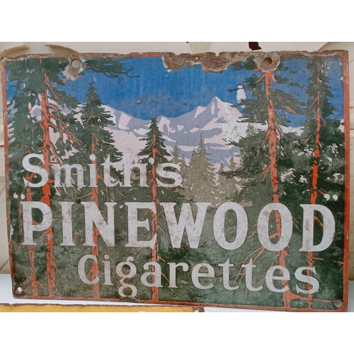 222 - An enamel double sided sign, Smith's Pinewood Cigarettes, 51 cm wide Provenance: From the estate of ... 