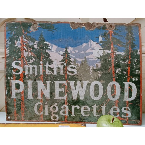 222 - An enamel double sided sign, Smith's Pinewood Cigarettes, 51 cm wide Provenance: From the estate of ... 