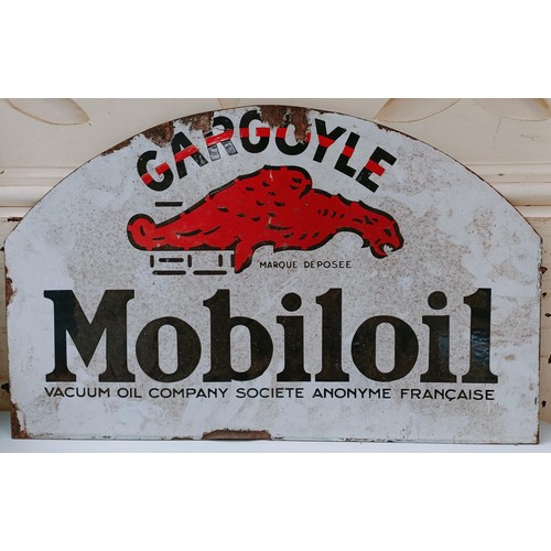 223 - A double sided enamel sign, Mobiloil Gargoyle, Vacuum Oil Company Societe Anonyme Francais, 60 cm wi... 