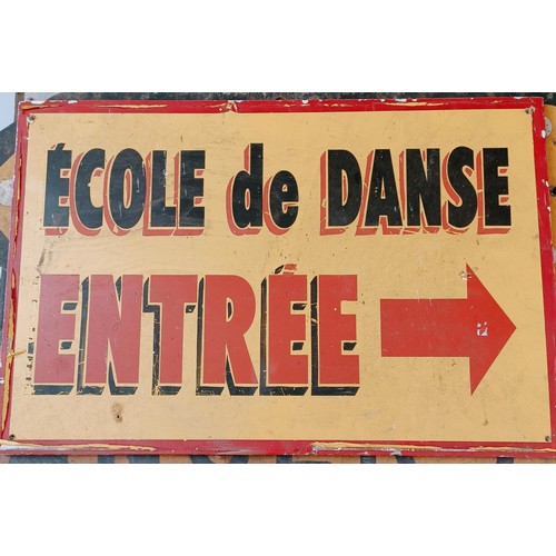 224 - Two French finger type road signs, Tours and Angers, 75 cm wide, and two other painted wood signs (4... 