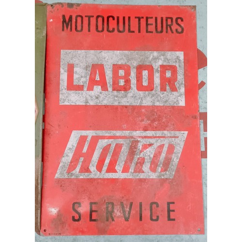 225 - A double sided metal sign, Svelte Cycles Motos, 34 cm wide, and two other metal signs (3) Provenance... 