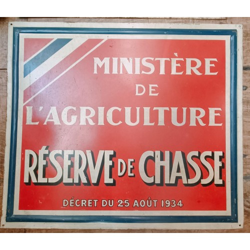 228 - A metal sign, Loterie Nationale, 40 cm wide, and two other metal signs (3) Provenance: From the esta... 