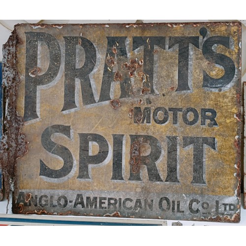 233 - A double sided enamel sign, with a flange, Pratt's Motor Spirit Anglo-American Oil Co Ltd, 53.5 cm w... 