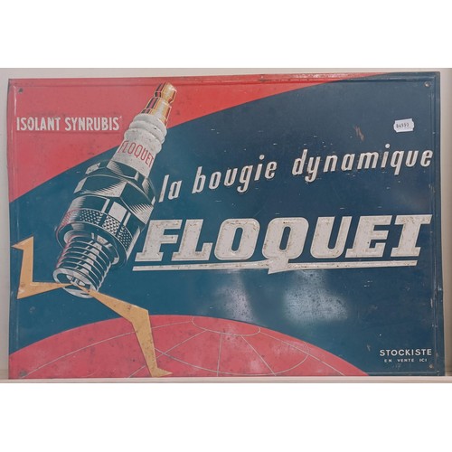 247 - A metal sign, Floquet - la - Bougie Dynamique, 69 cm wide, and another metal sign (2) Provenance: Fr... 