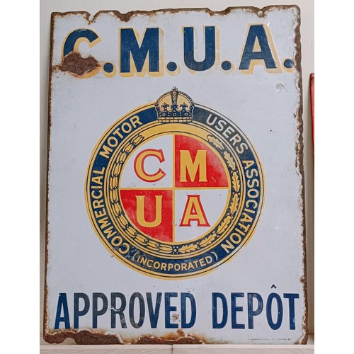 248 - A double sided enamel sign, Commercial Motor Users Association Approved Depot, 45.5 cm wide Provenan... 