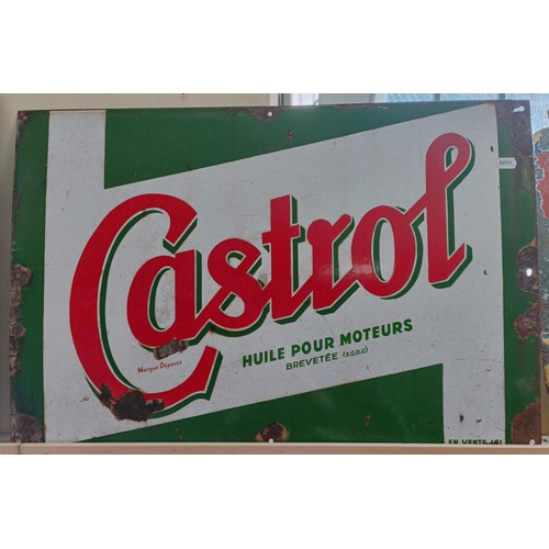 253 - An enamel sign, Castrol Huile Pour Moteurs, 90.5 cm wide Provenance: From the estate of the late Nic... 