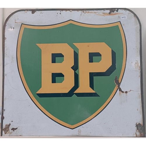 254 - A double sided enamel sign BP, 75 cm wide Provenance: From the estate of the late Nick Baldwin