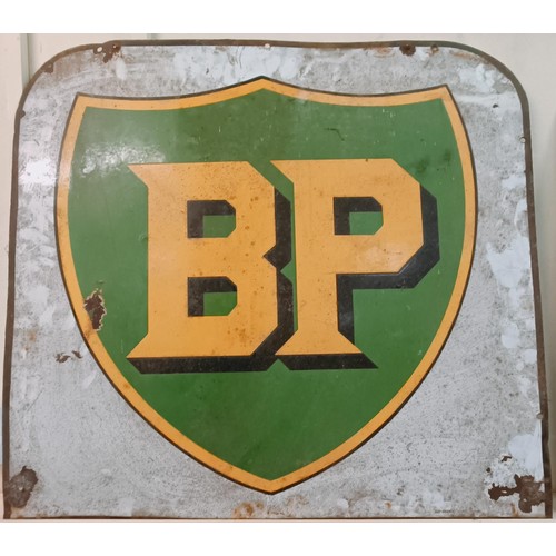 254 - A double sided enamel sign BP, 75 cm wide Provenance: From the estate of the late Nick Baldwin