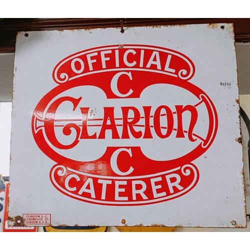 295 - An enamel sign, Official Clarion Caterer, 45.5 cm wide Provenance: From the estate of the late Nick ... 