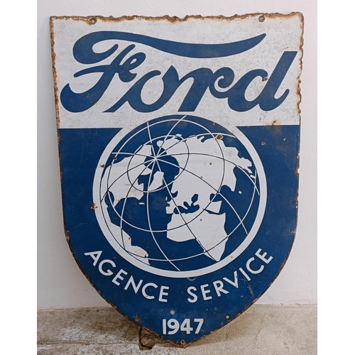 306 - A double sided enamel sign, Ford Agence Service 1947, 60 cm wide Provenance: From the estate of the ... 