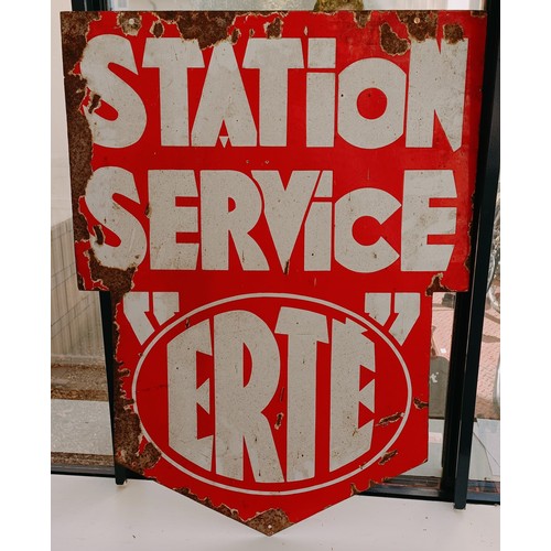 310 - A double sided enamel sign, Station Service Erte, 60 cm wide Provenance: From the estate of the late... 