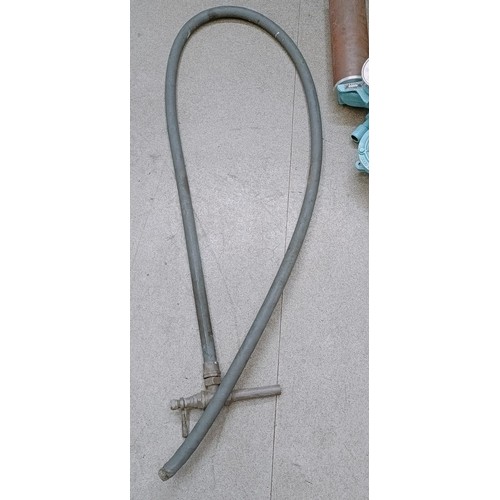 323 - Japy blue and glass pump 87 x 31 cm and a hose (2)