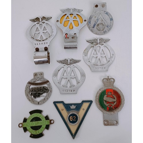 481 - Four AA car badges, and other badges (box)