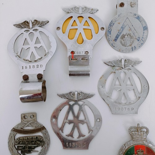 481 - Four AA car badges, and other badges (box)