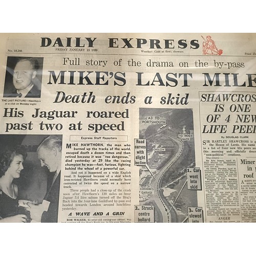 435 - Mike Hawthorn archive, including signed photographs, a Christmas card, 1958, two funeral service she... 