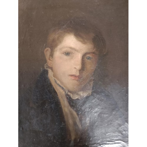 600 - 19th century, English school, portrait of a young man, oil on canvas, 47 x 41 cm