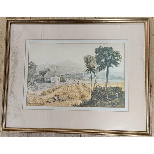 602 - K Maplestone, farm scene, signed, watercolour, 32 x 42 cm, and another similar, watercolour, unsigne... 