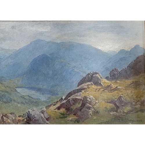 617 - Early 20th century, English school, landscape, indistinctly signed, oil on canvas, 26 x 35 cm