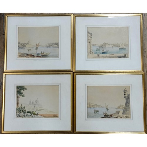 647 - Continental school, Venice scene, watercolour, indistinctly signed, 17 x 22 cm, and three others (4)