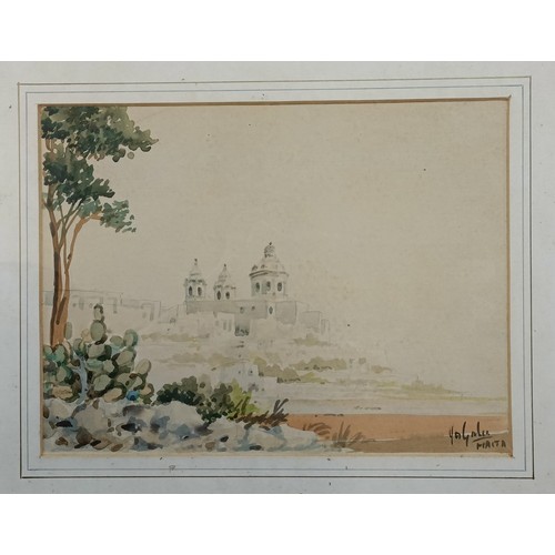 647 - Continental school, Venice scene, watercolour, indistinctly signed, 17 x 22 cm, and three others (4)