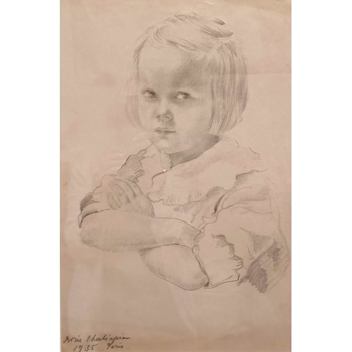 657 - Attributed to Boris Chaliapin (1904-1979) a portrait, believed to be the artist daughter Irina, char... 