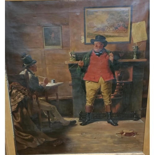 662 - Early 20th century, English school, scene from a Dickens novel, probably Mr Pickwick, oil on canvas,... 