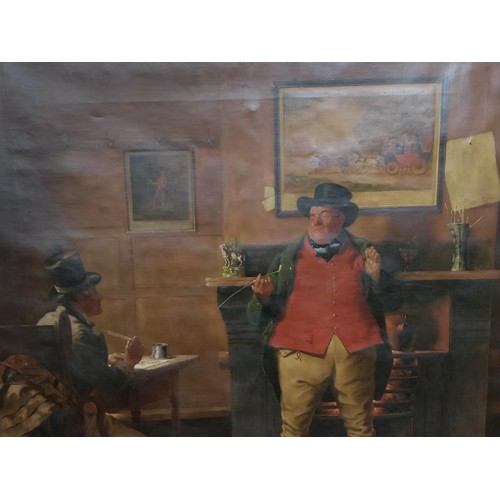 662 - Early 20th century, English school, scene from a Dickens novel, probably Mr Pickwick, oil on canvas,... 